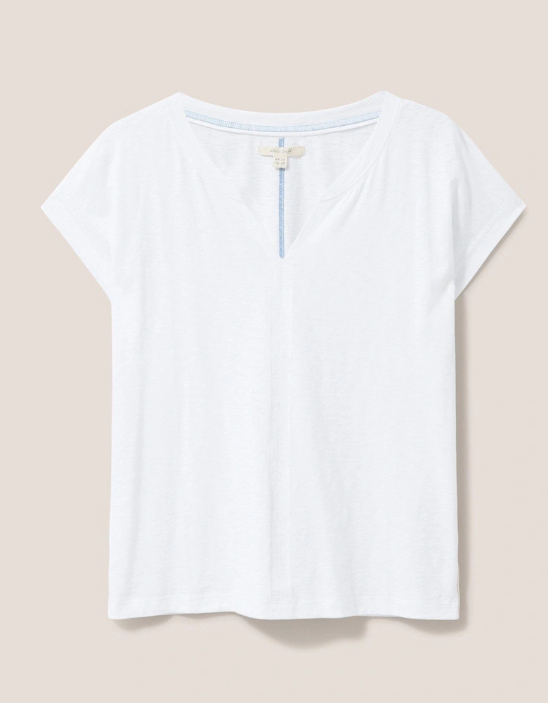 Nelly Notch Neck Tee - White