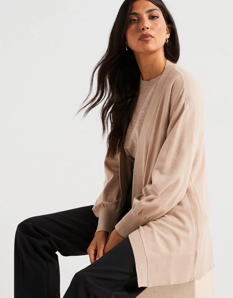 Edge To Edge Longline Cardigan - Natural