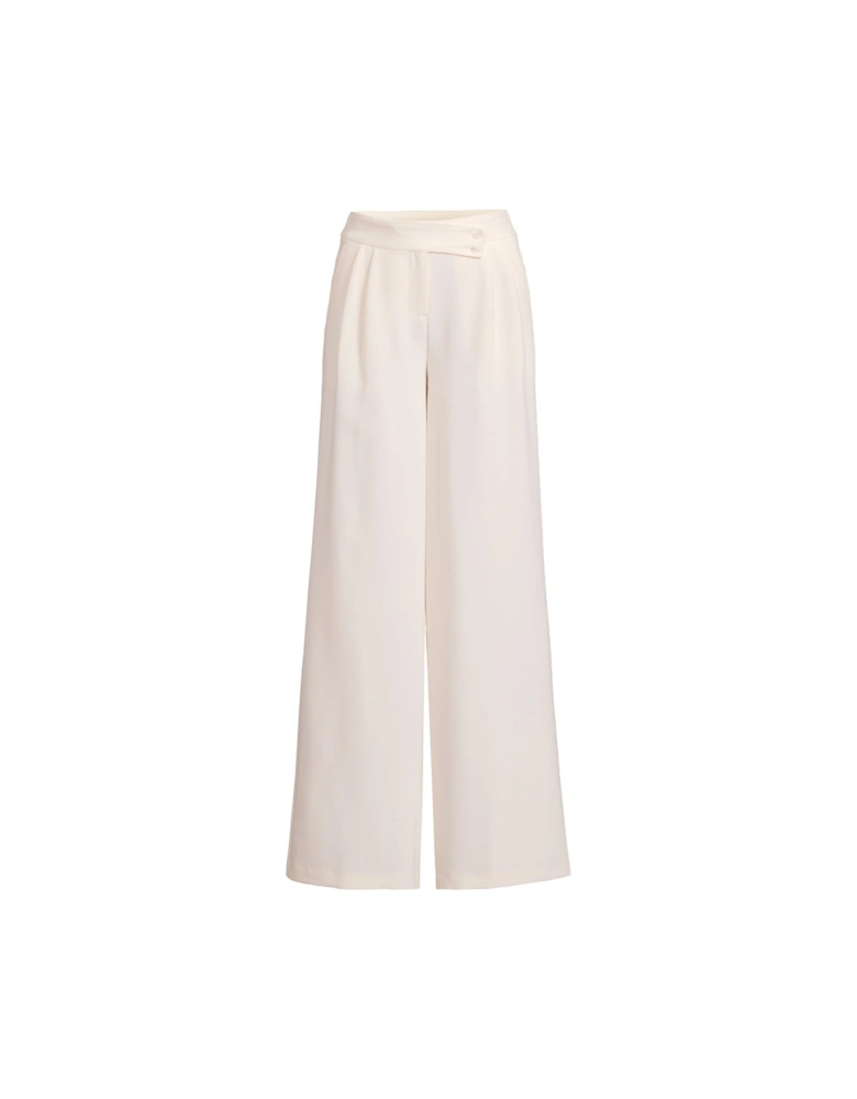 Premium Wide Leg Tailored Trousers - Cream