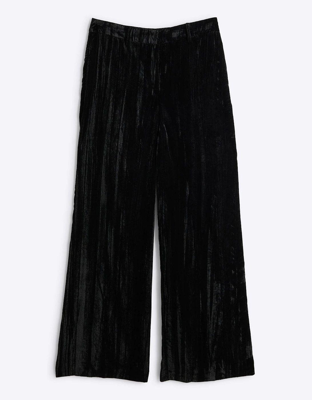 Flat Front Velvet Trousers - Black