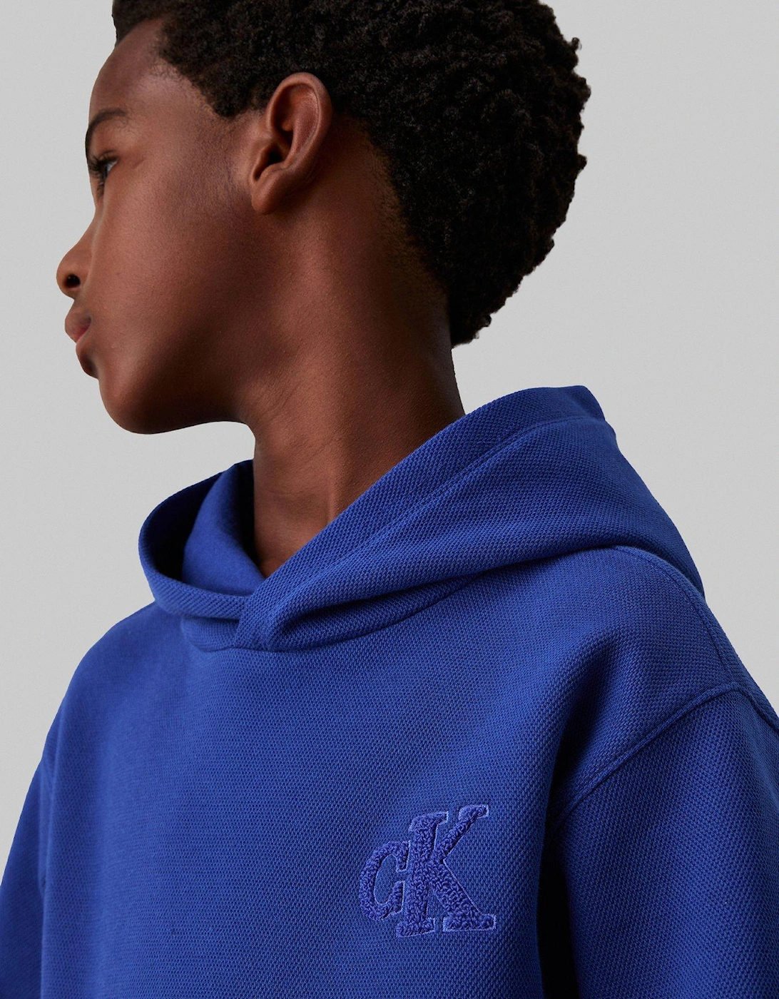 Boys Bonded Pique Mono Hoodie - Blue