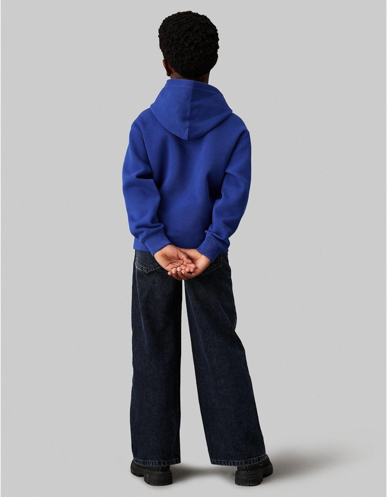 Boys Bonded Pique Mono Hoodie - Blue