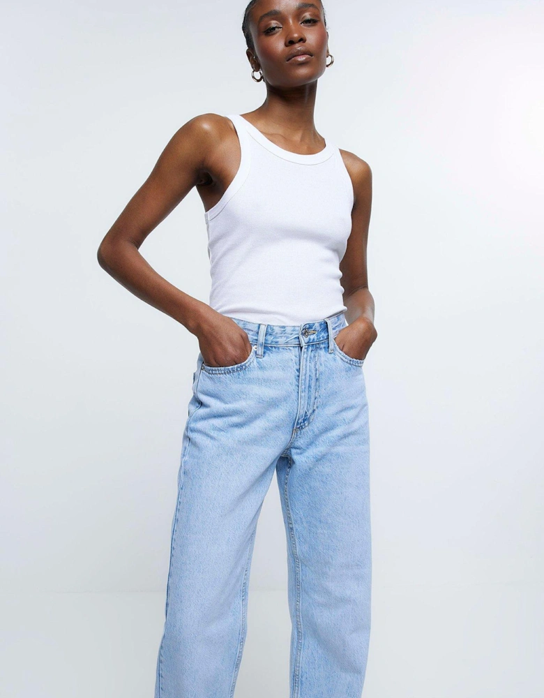 90S Long Straight Bowie Jeans - Light Wash