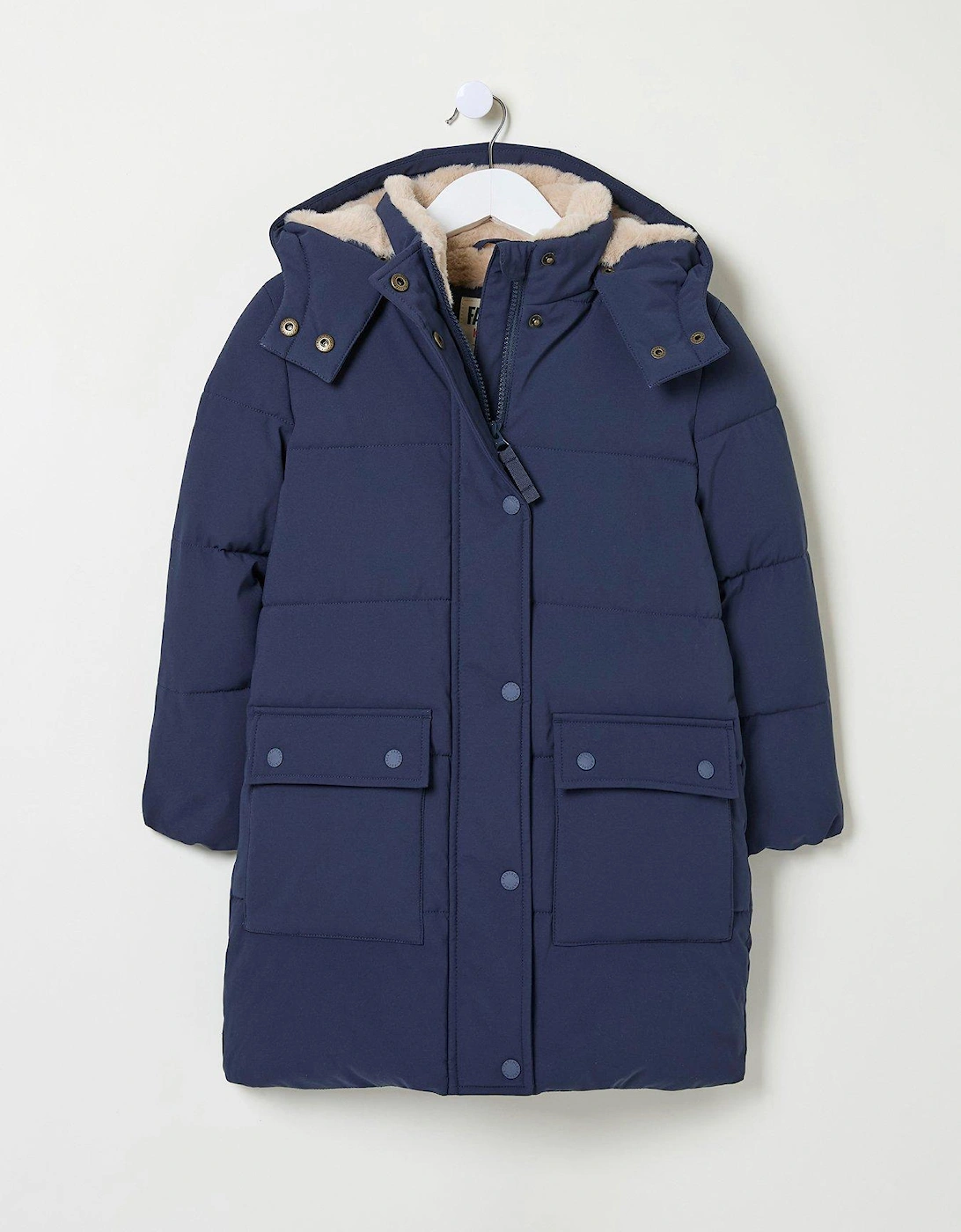 Girls Letty Longline Padded Jacket - Navy