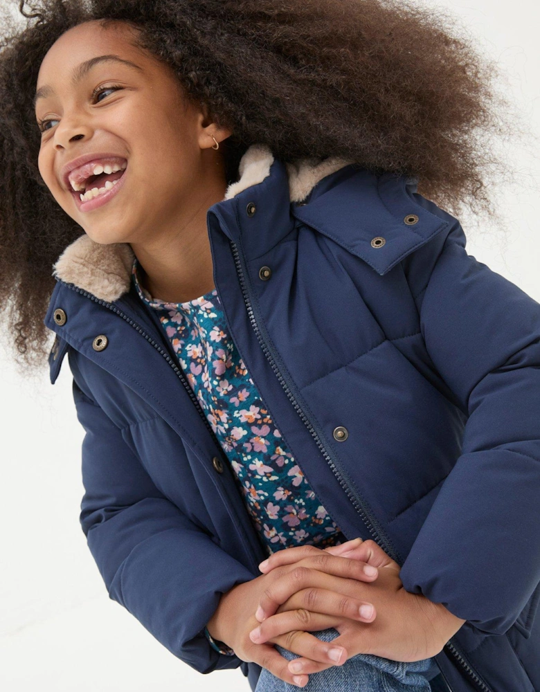 Girls Letty Longline Padded Jacket - Navy