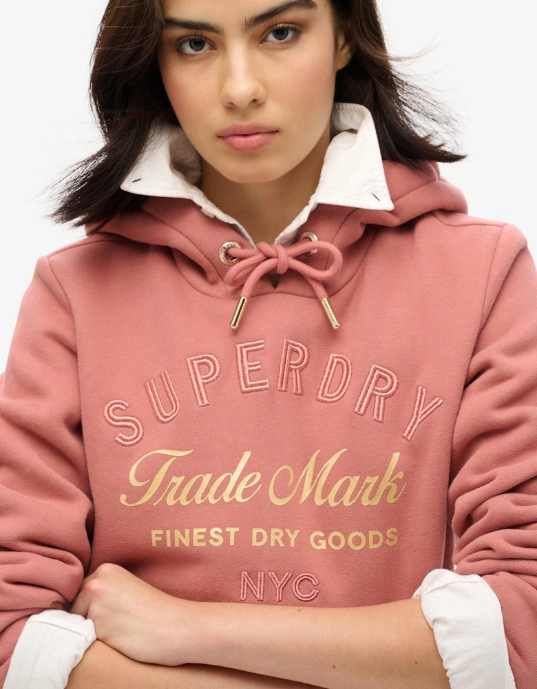 Luxe Metallic Logo Hoodie - Pink