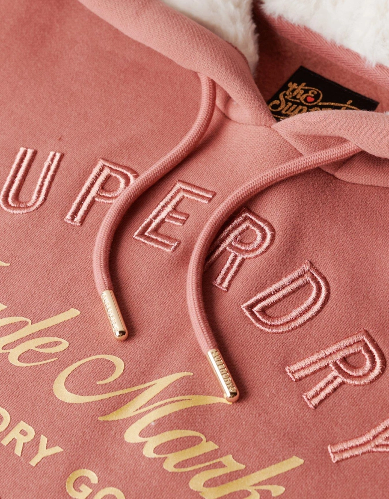 Luxe Metallic Logo Hoodie - Pink