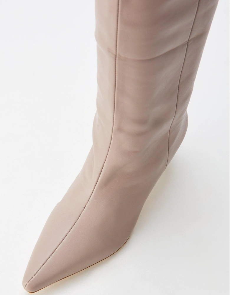 Flaura Knee High Boot - Taupe - Grey