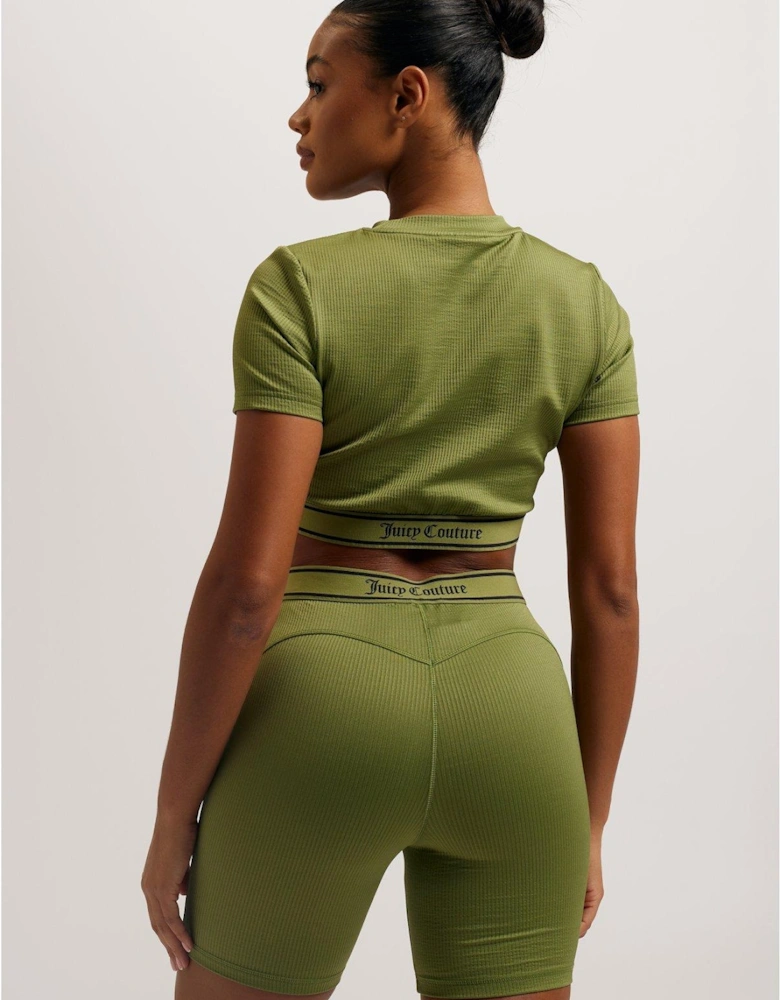 Rib Short Sleeve Top - Green