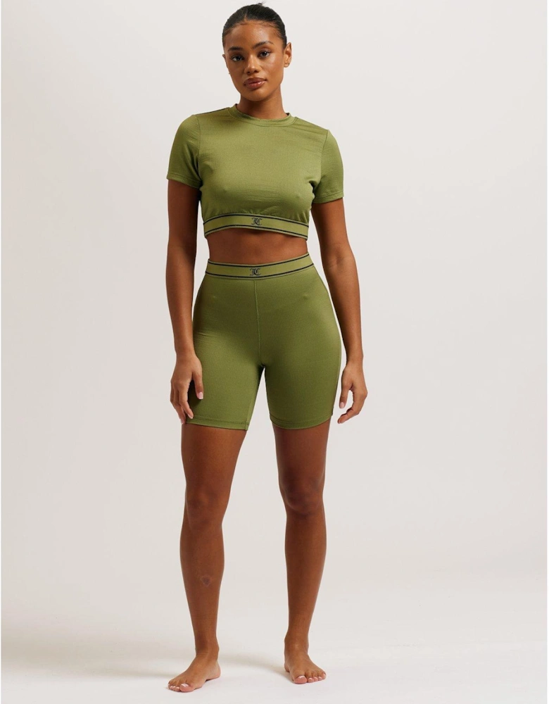 Rib Short Sleeve Top - Green