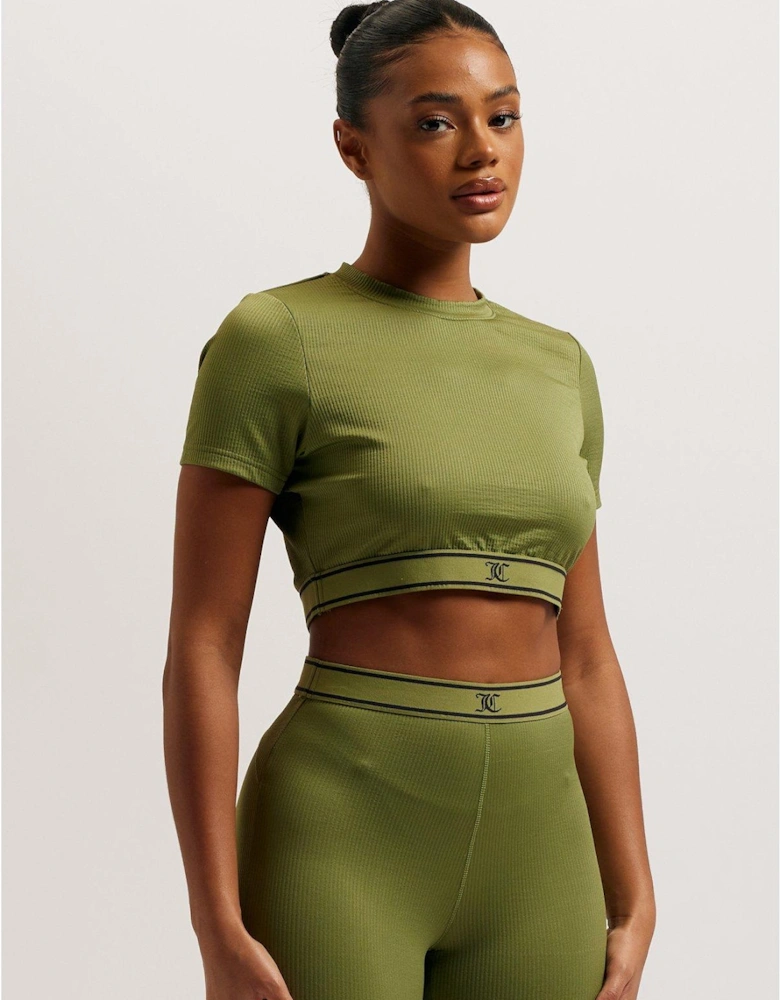Rib Short Sleeve Top - Green