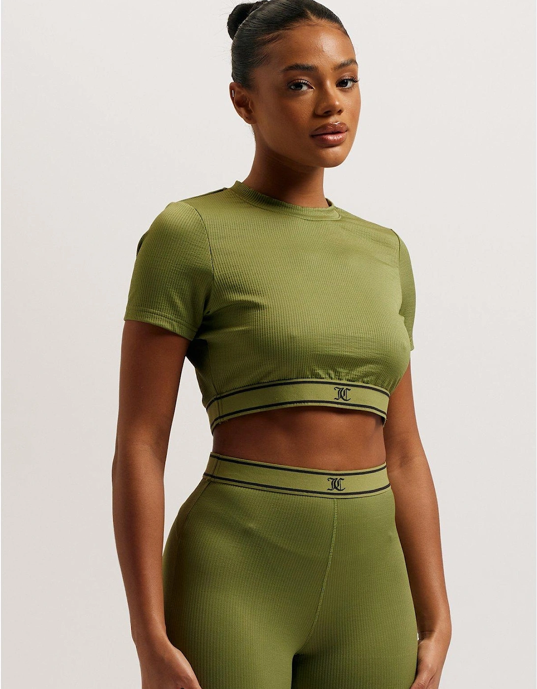 Rib Short Sleeve Top - Green