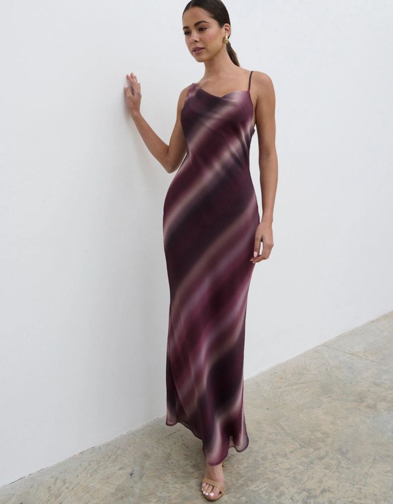 Keisha Asymmetric Cowl Maxi Dress - Wine - Red