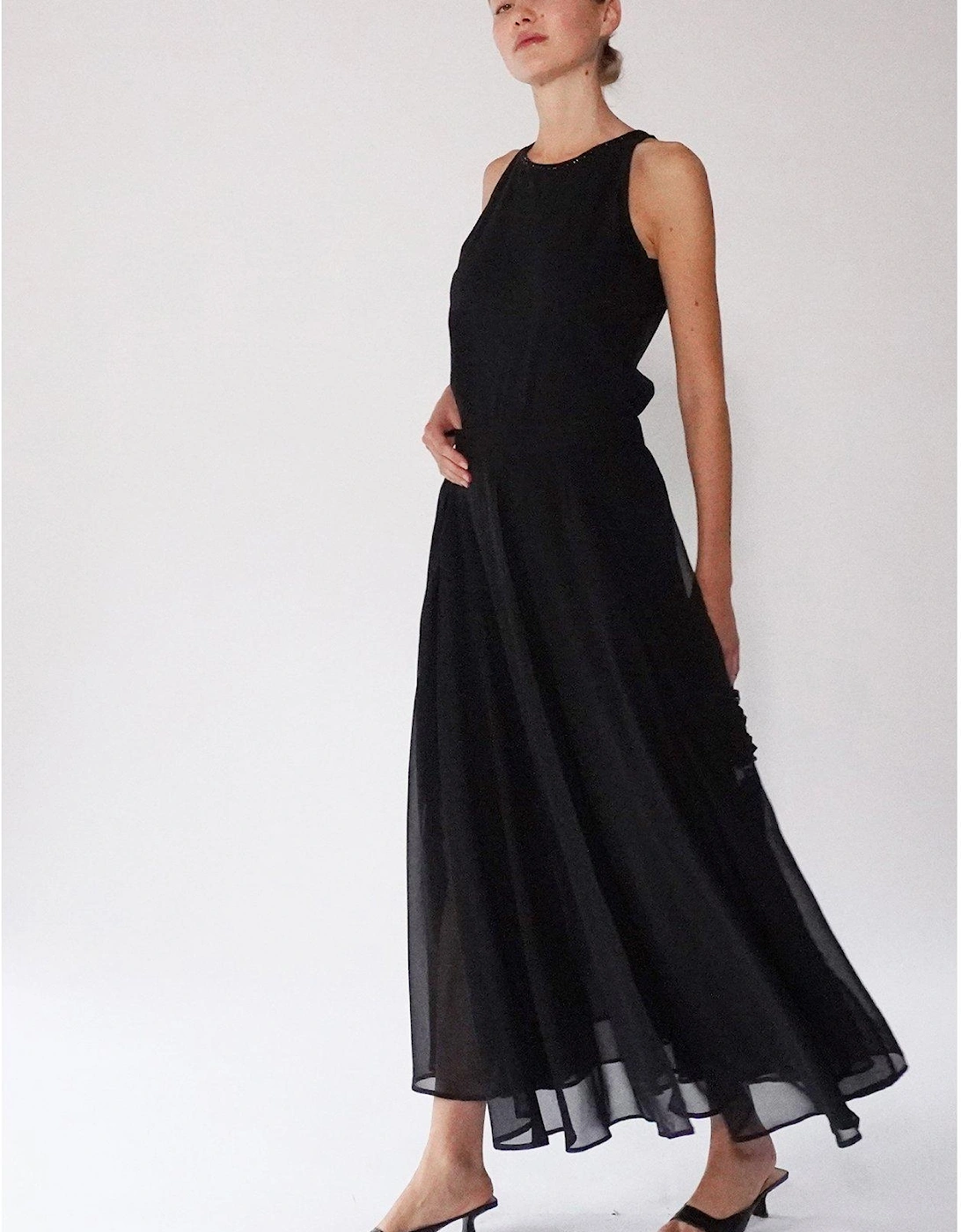 Floaty Sheer Multi Layered Olsen Maxi Skirt - Black