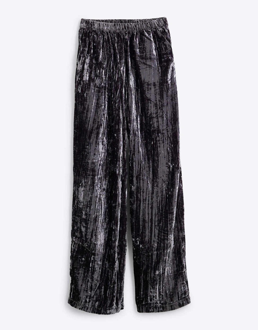 Velvet Wide Leg Trouser - Grey