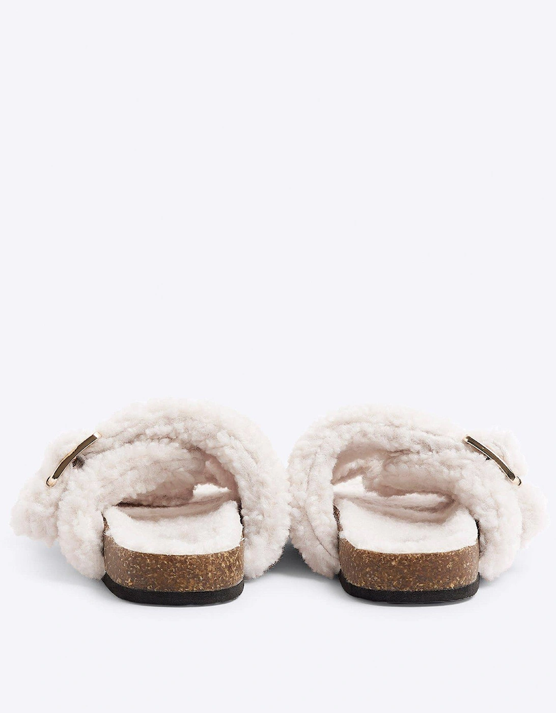 Older Girl Borg Footbed Slippers - Cream