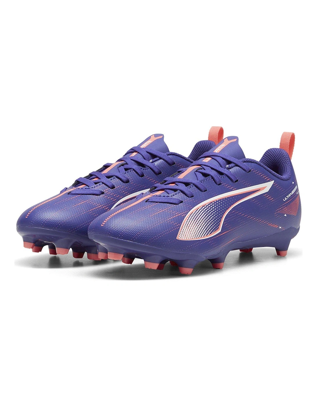 Junior Ultra 5 Play Firm Ground Football Boots-White - Blue/Purple