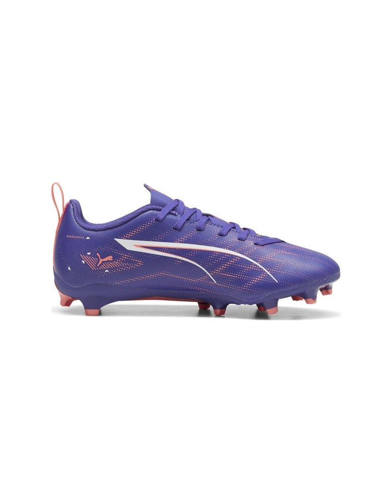 Junior Ultra 5 Play Firm Ground Football Boots-White - Blue/Purple