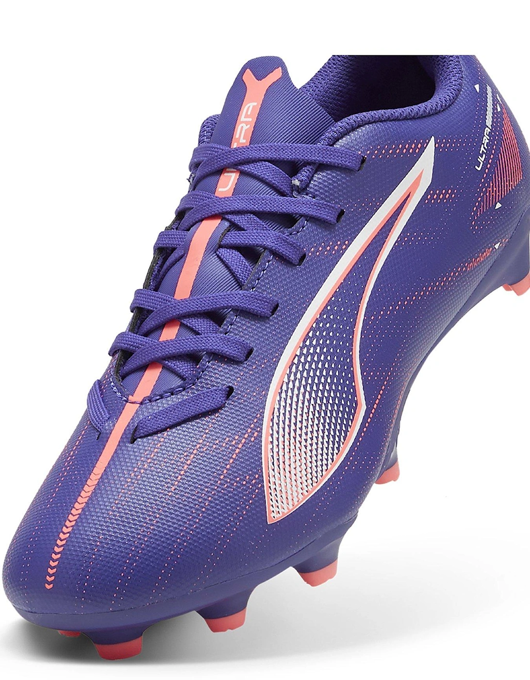 Junior Ultra 5 Play Firm Ground Football Boots-White - Blue/Purple