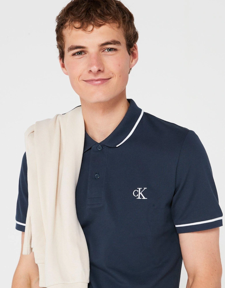 Tipping Slim Fit Polo Shirt - Blue