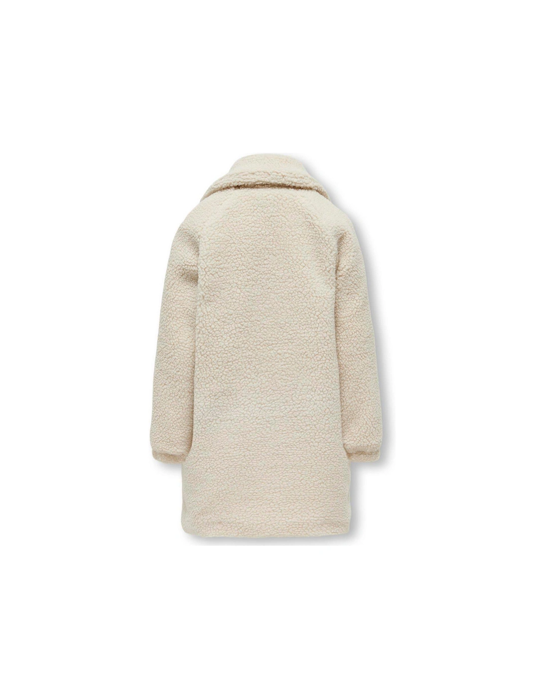 Girls Teddy Fleece Long Coat - Cream