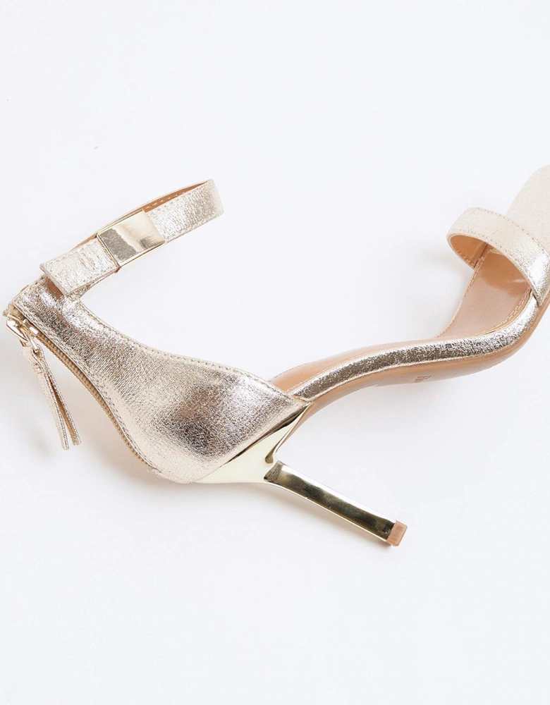 Clasp Detail Heeled Sandals - Gold