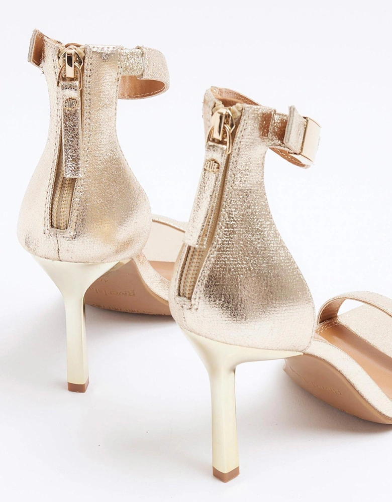 Clasp Detail Heeled Sandals - Gold