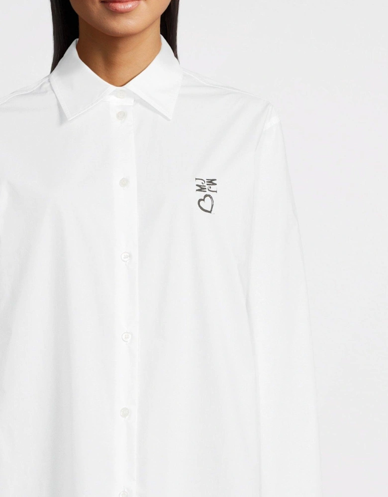 Logo Long Sleeve Button Down Shirt - White