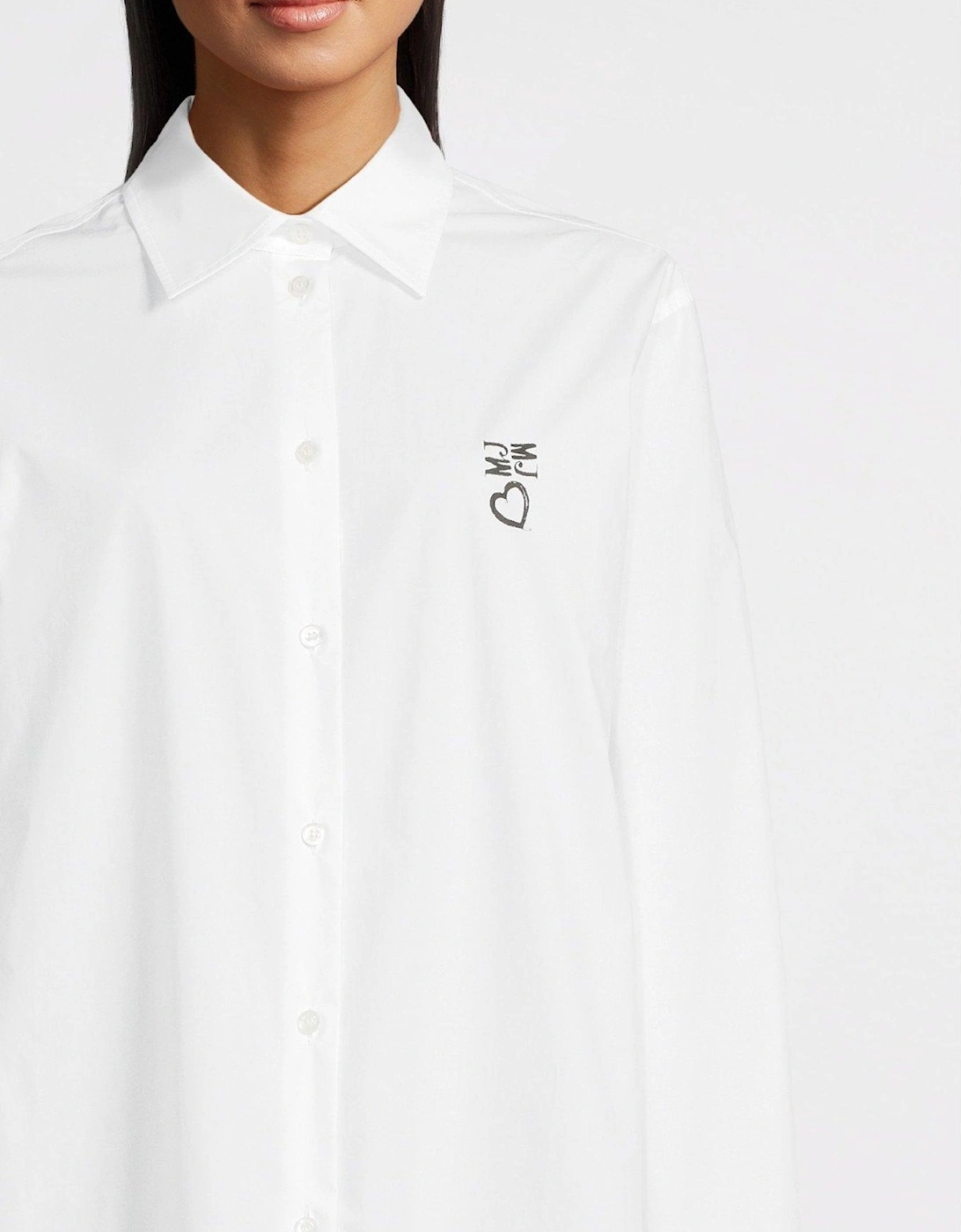 Logo Long Sleeve Button Down Shirt - White