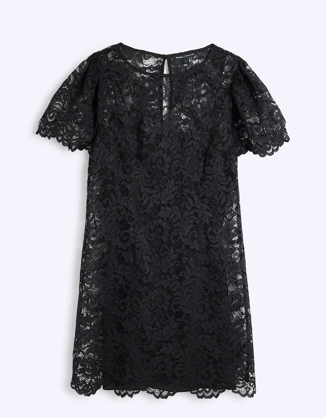 Lace Fabric Ditsy Floral A Line Mini Dress - Black