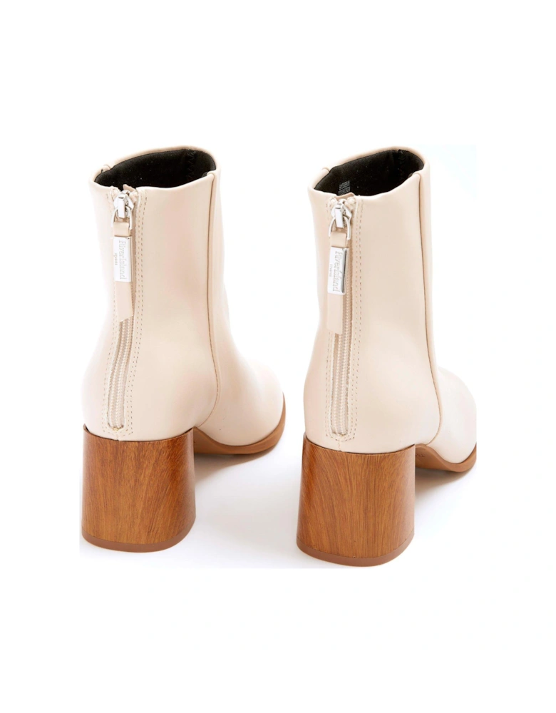 Block Heel Ankle Boot - Cream