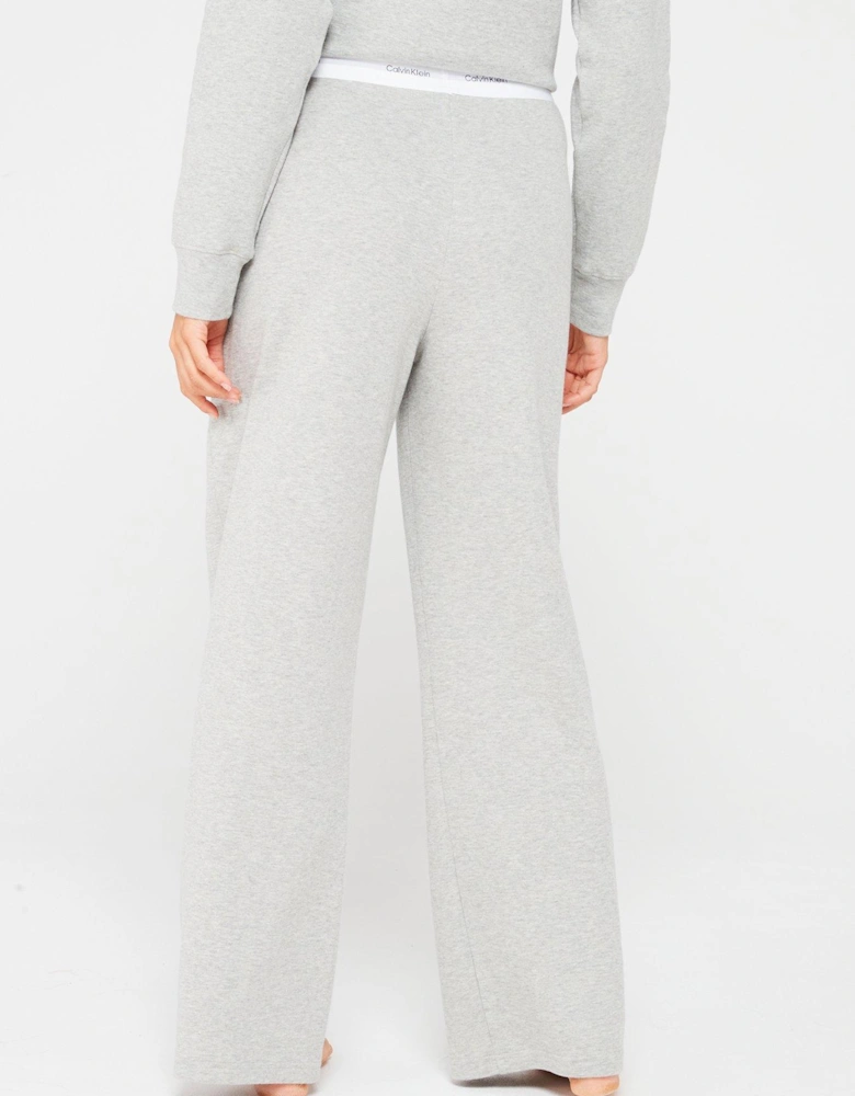 Banded Logo Wide Leg Pant - Grey
