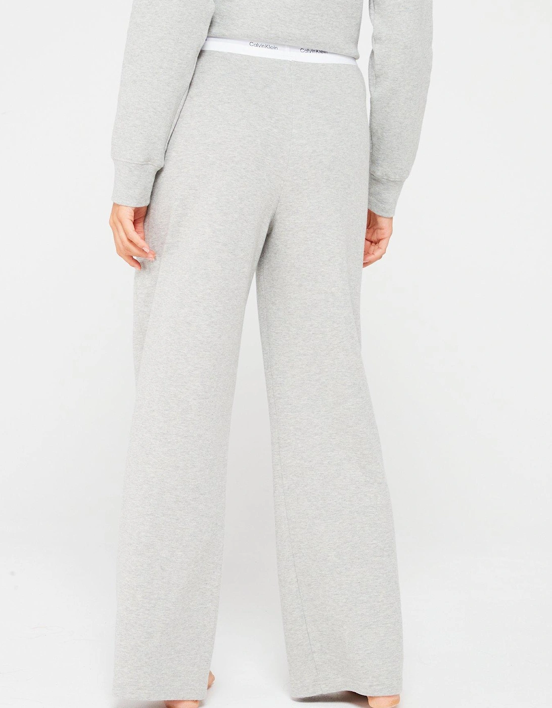 Banded Logo Wide Leg Pant - Grey