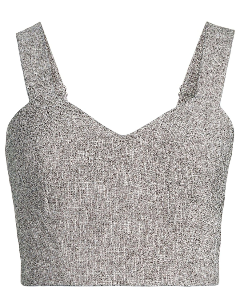 Co-Ord Textured Tailored Crop Top - Grey