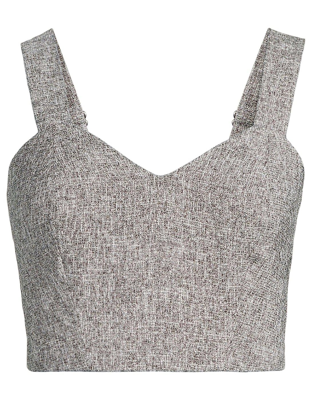 Co-Ord Textured Tailored Crop Top - Grey