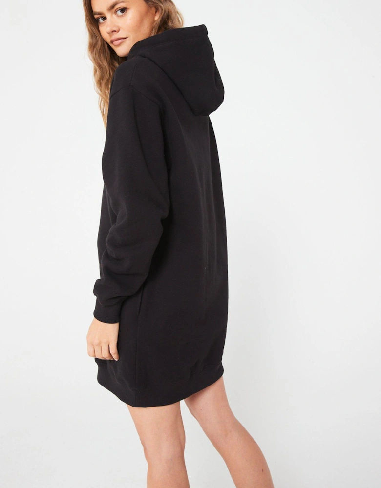 Chenille Monologo Mini Hoodie Dress - Black