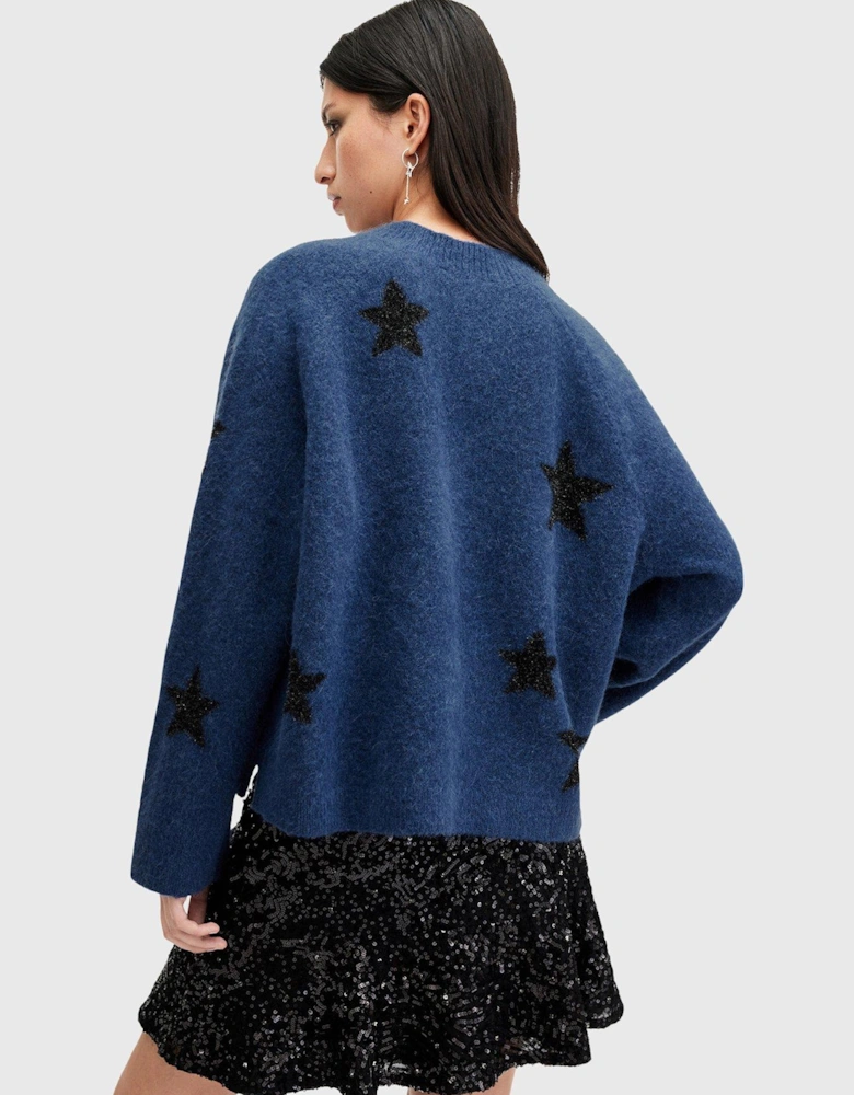 Starlet Brushed Jacquard Print Jumper - Dark Blue