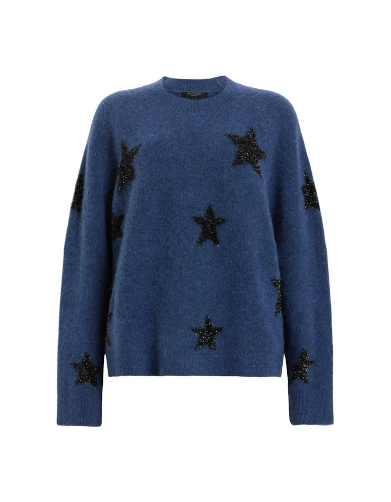 Starlet Brushed Jacquard Print Jumper - Dark Blue