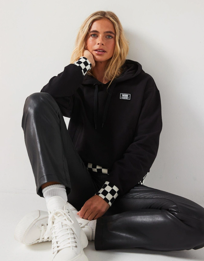 Women's Boom Boom Check Crop Hoodie - Black