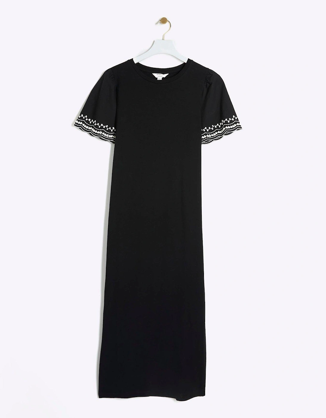 Contrast Sleeve Midi Dress - Black