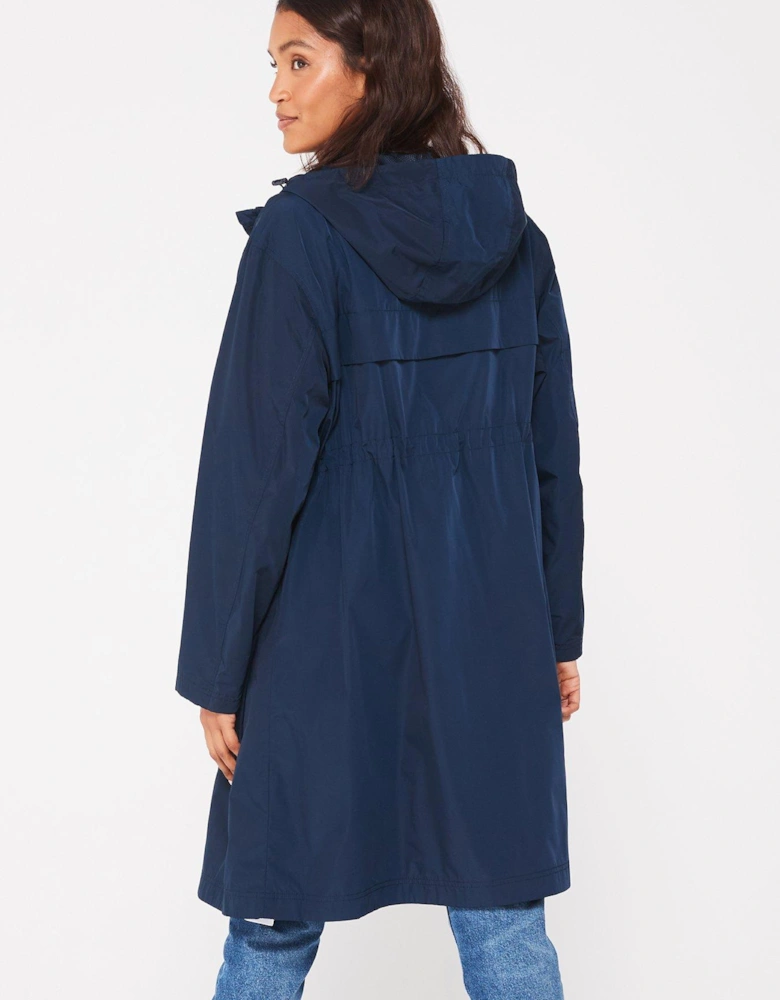 Drawstring Waist Raincoat - Navy