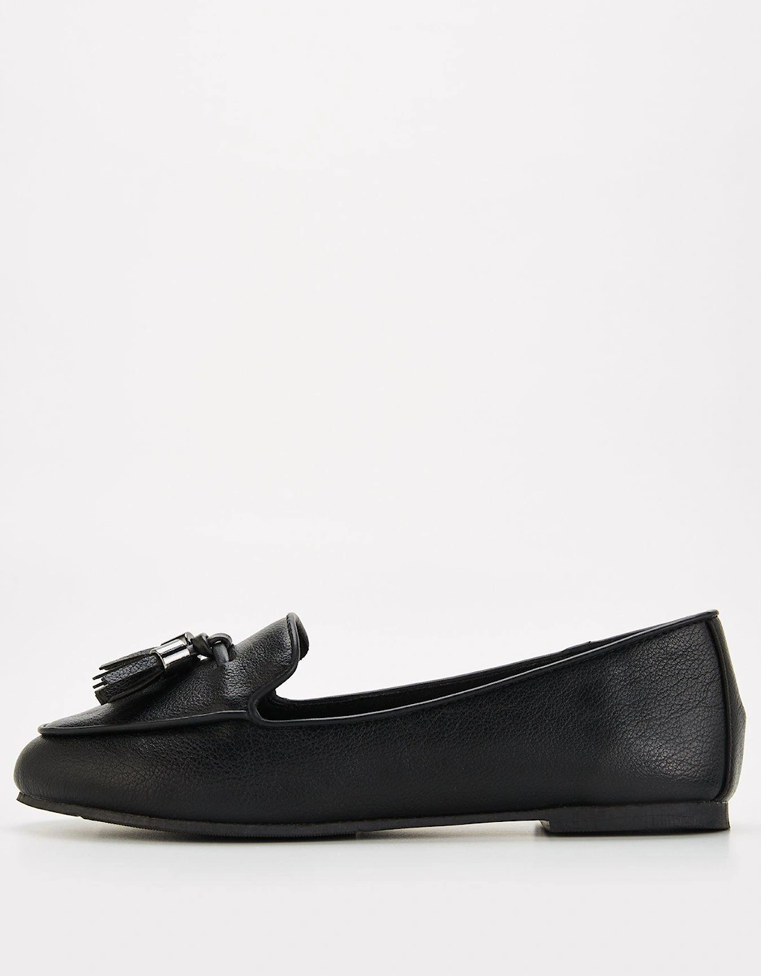 Wide Fit Soft Square Toe Comfort Loafer Shoe - Black