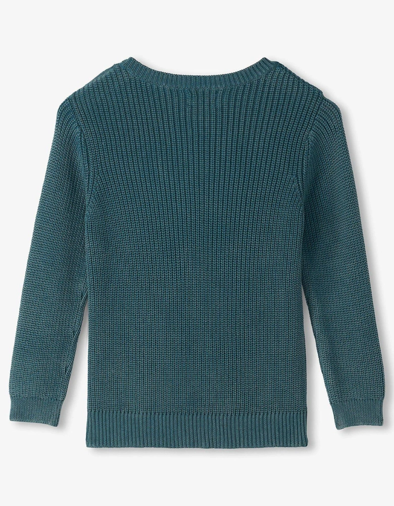 Boys Button Neck Easy Sweater - Blue