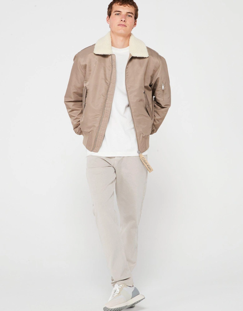 Aviator Sherpa Bomber Jacket - Natural