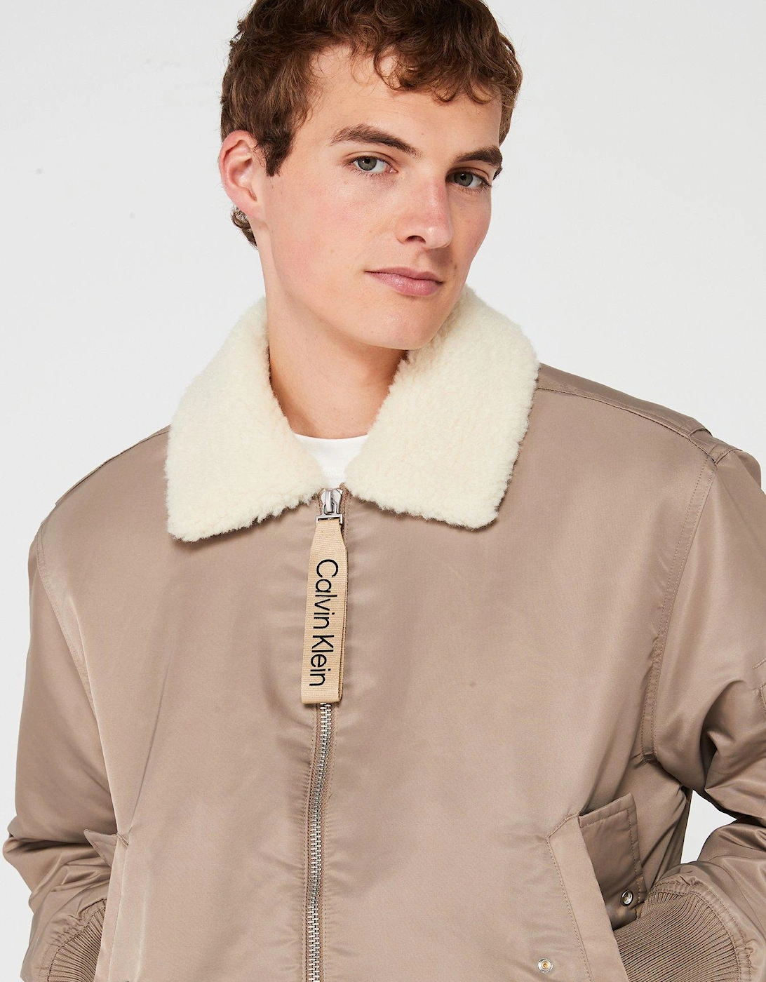 Aviator Sherpa Bomber Jacket - Natural