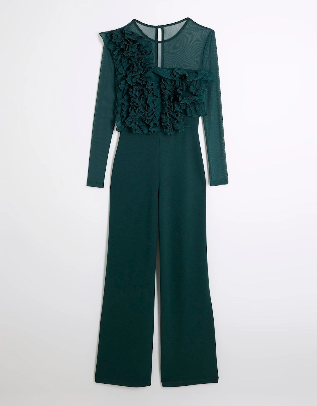 Volume Frill Jumpsuit - Dark Green