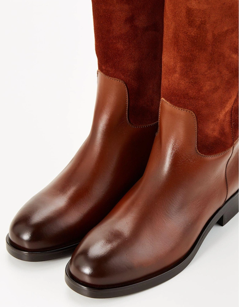 Leather Riding Boots - Brown