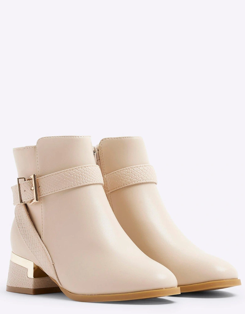 Girls Heeled Ankle Boot - Cream