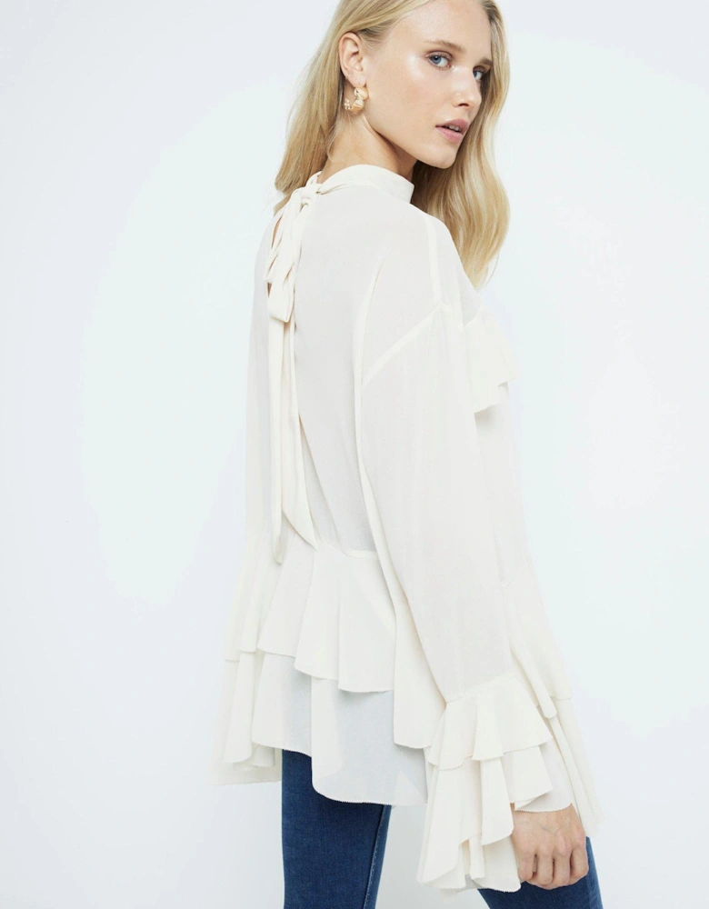 Ruffle Detail Blouse - Cream