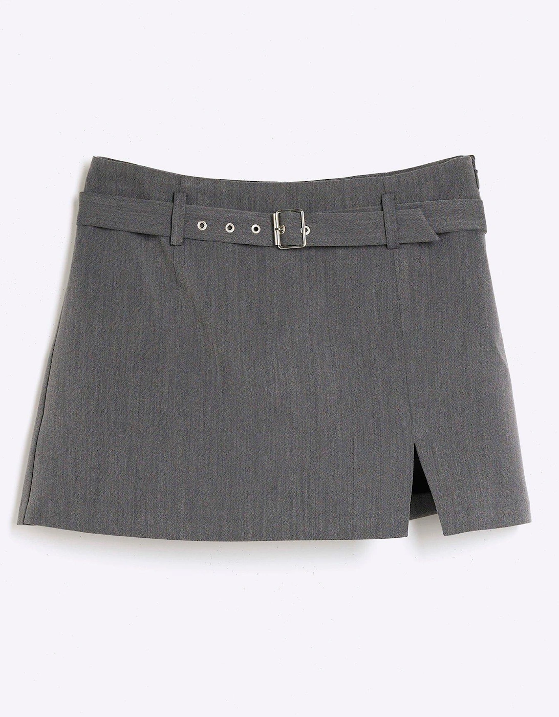 Belted Split Detail Skort - Dark Grey